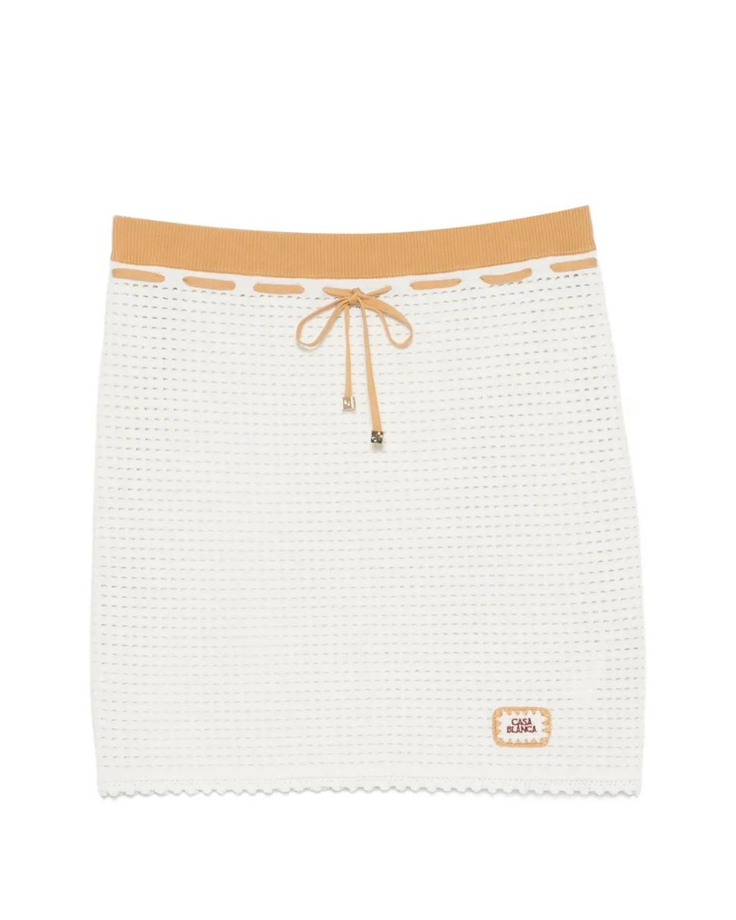 Casablanca White Drawstring-Waist Mini Skirt