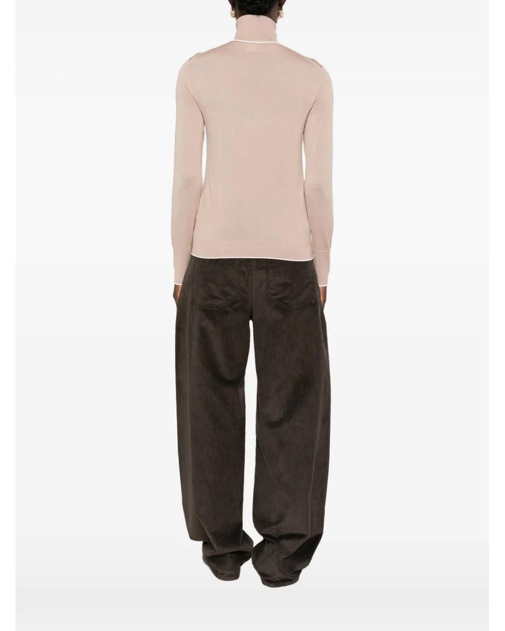 Eleventy Natural Contrast-Trim Roll-Neck Sweater
