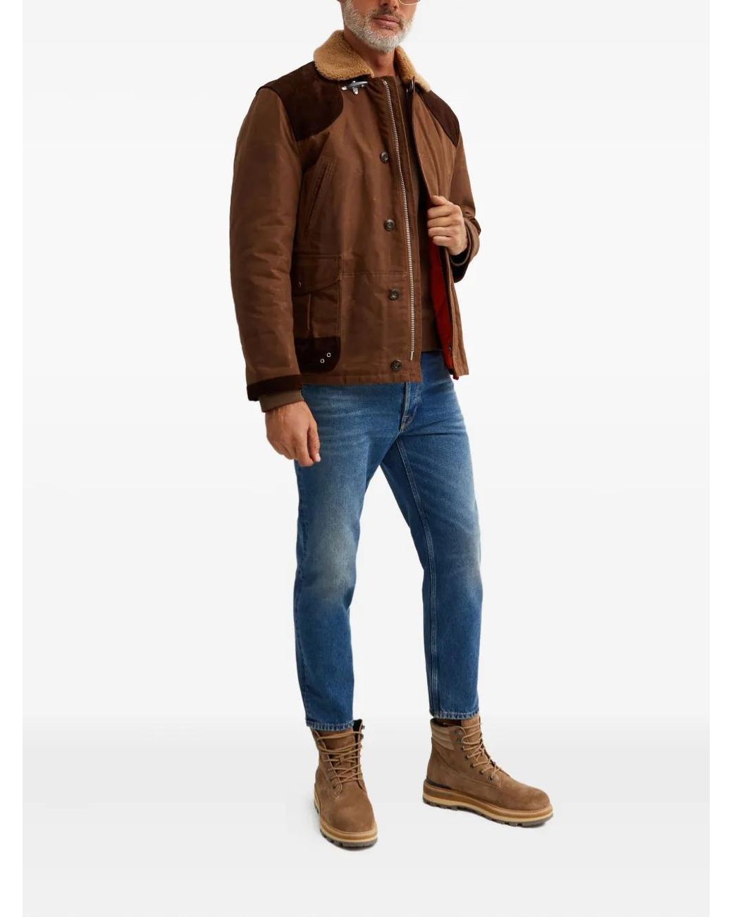 Fay Brown Shearling-Collar Jacket for men