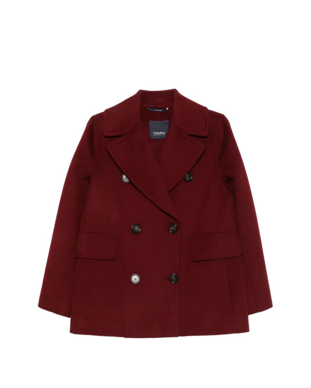 Max Mara Red Double-Breasted Virgin-Wool Coat