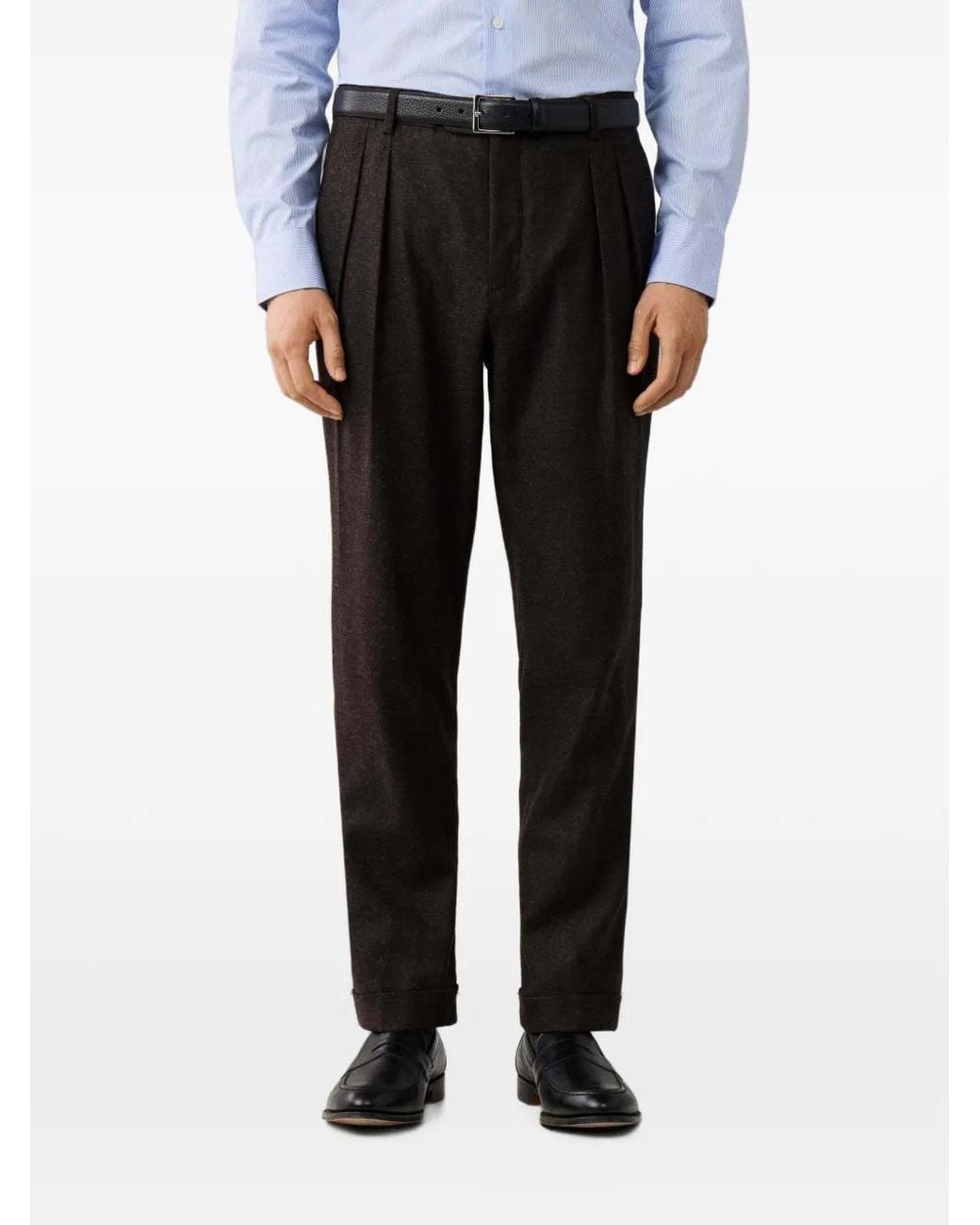 Hackett Black Eton Double-Pleat Trousers for men