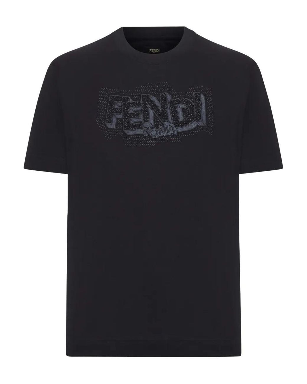 Fendi Black Cotton T-Shirt With Print for men