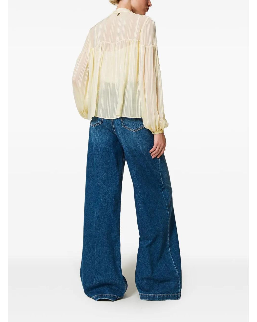 Twinset Blue Wide-Leg Belted Jeans