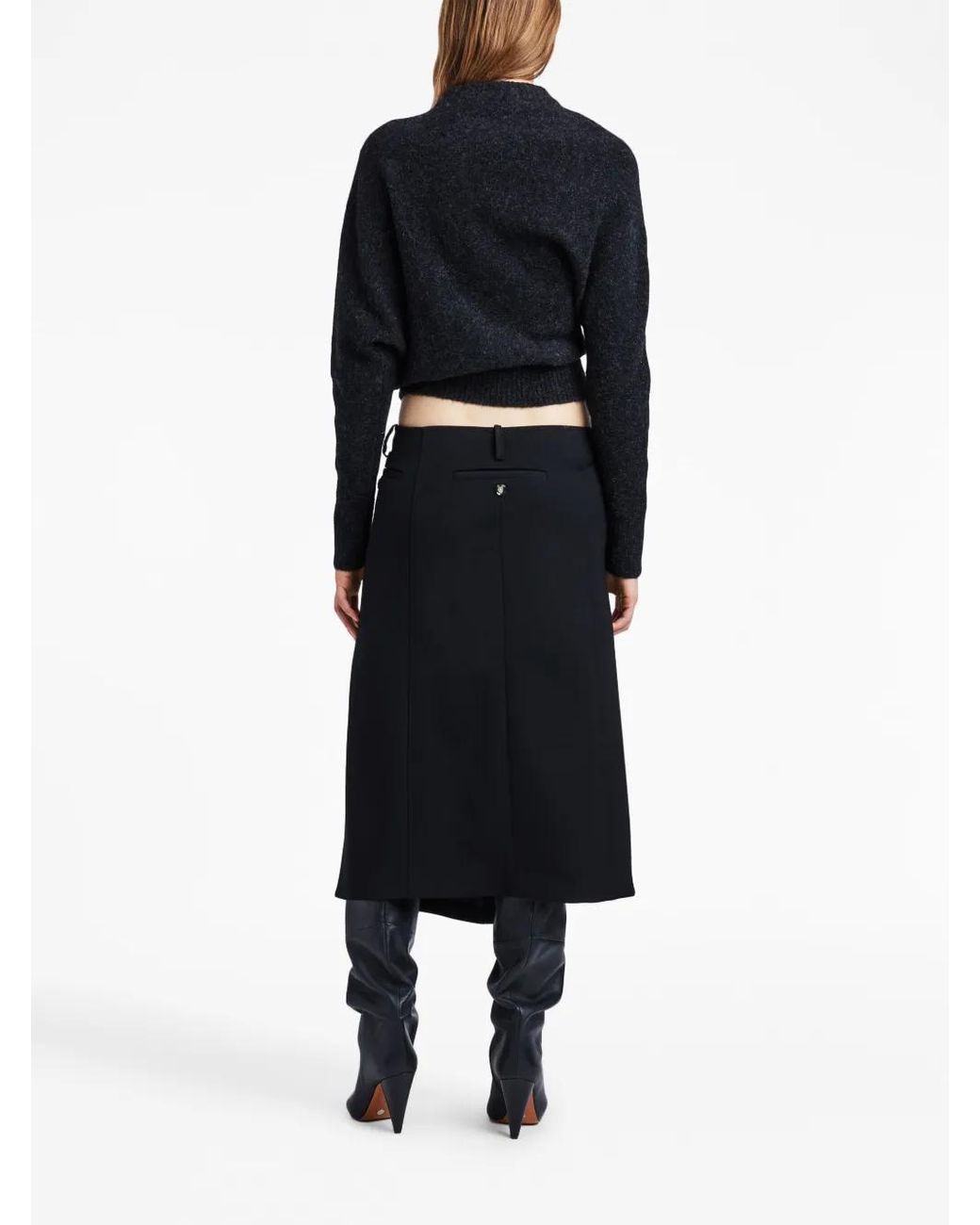 Proenza Schouler Black Asymmetric Twill Wrap Skirt