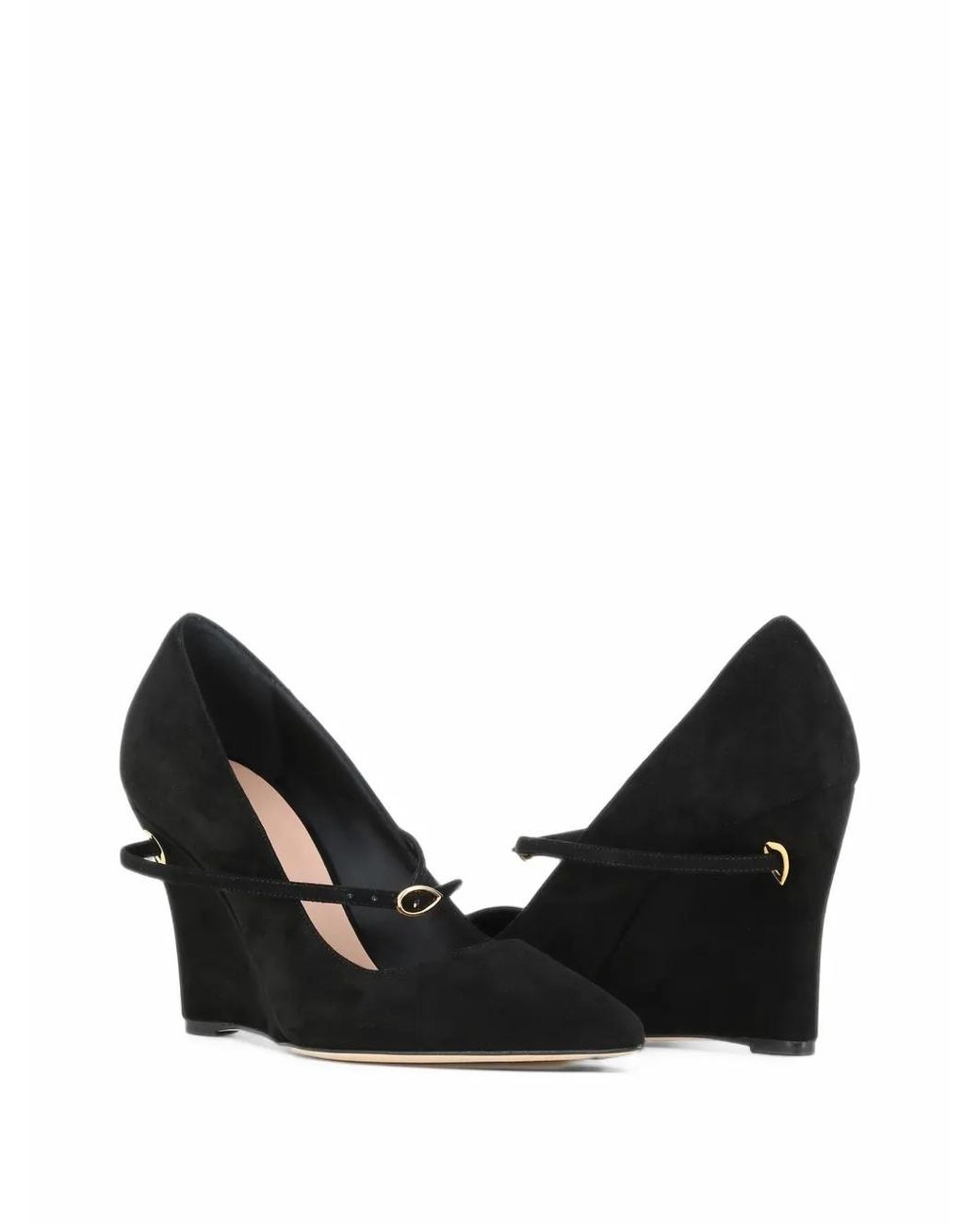 JENNIFER CHAMANDI Black Lorenzo Suede Wedge Pumps