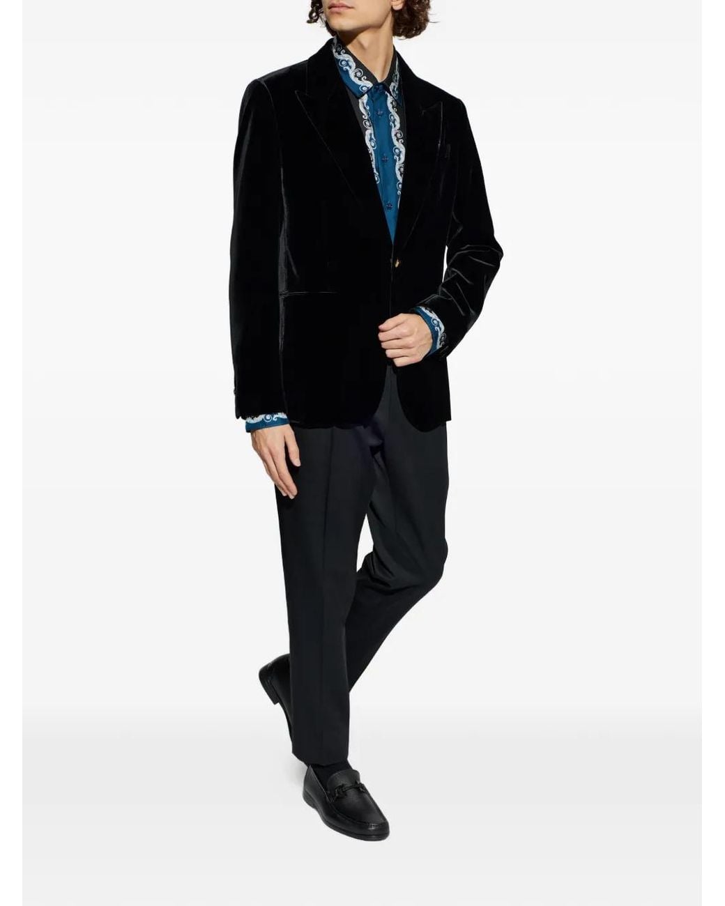 Versace Black Velvet Single-Breasted Blazer for men