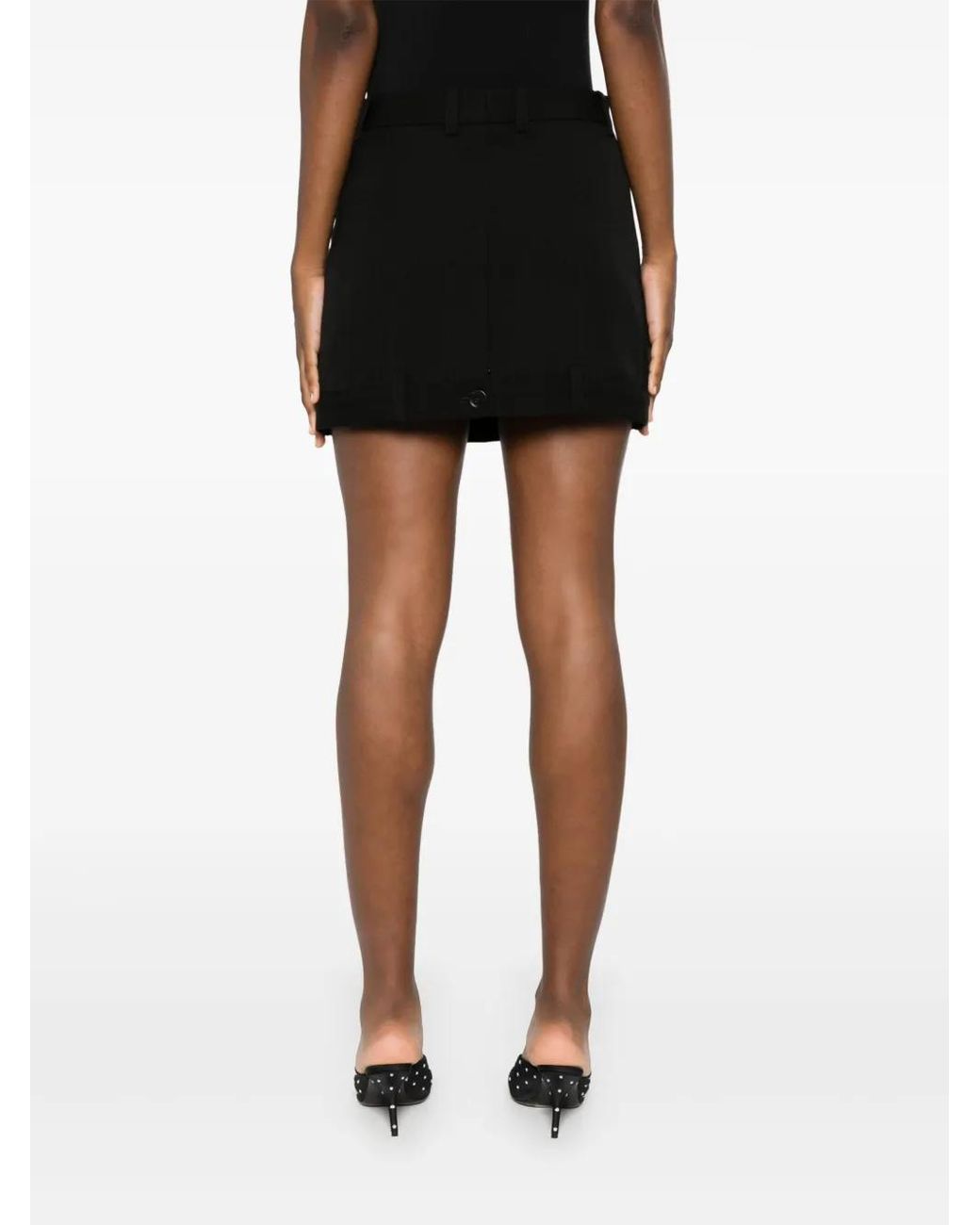 Balenciaga Black Deconstructed Wool Miniskirt
