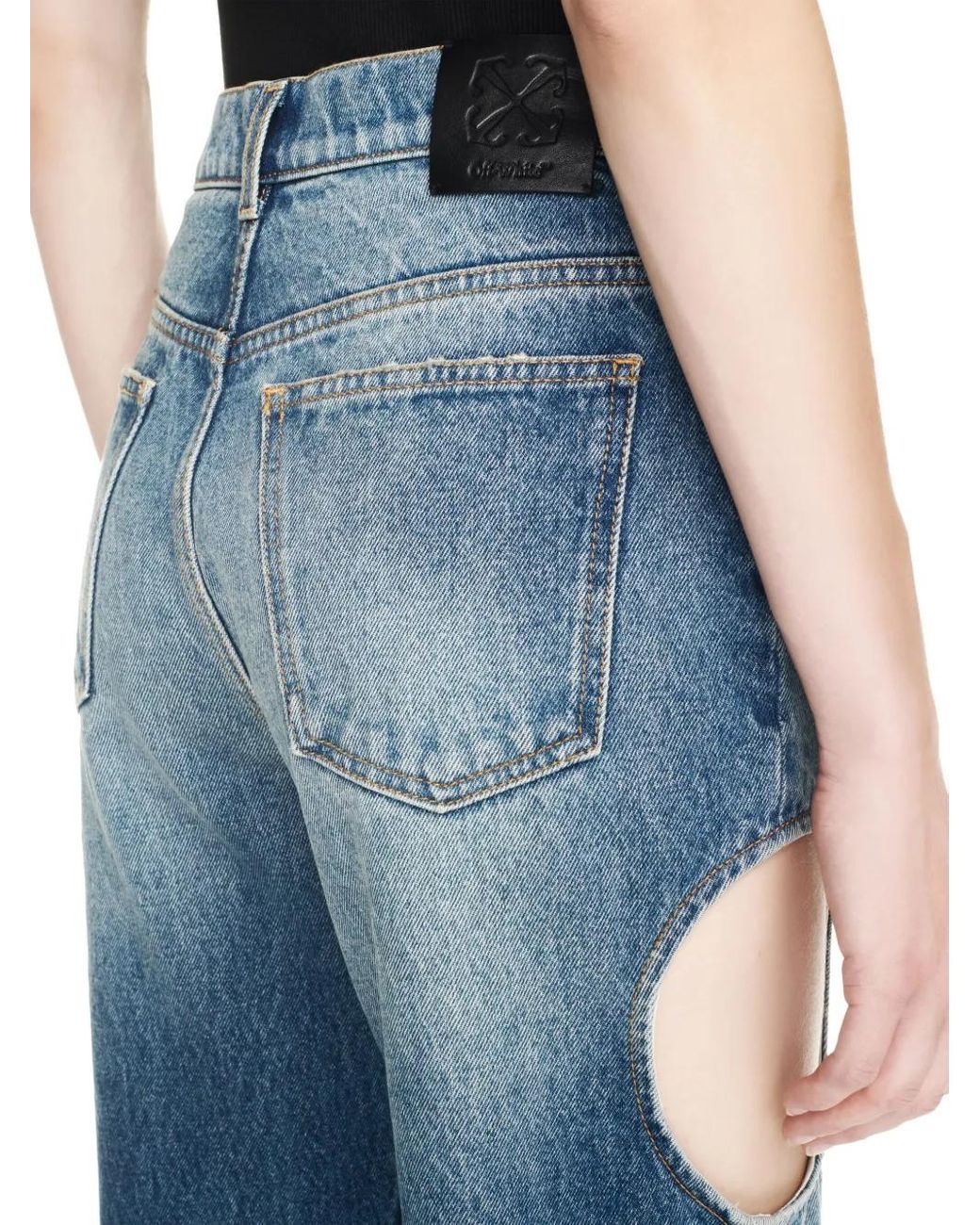 Off-White c/o Virgil Abloh Blue Meteor Cut-out Straight-leg Jeans