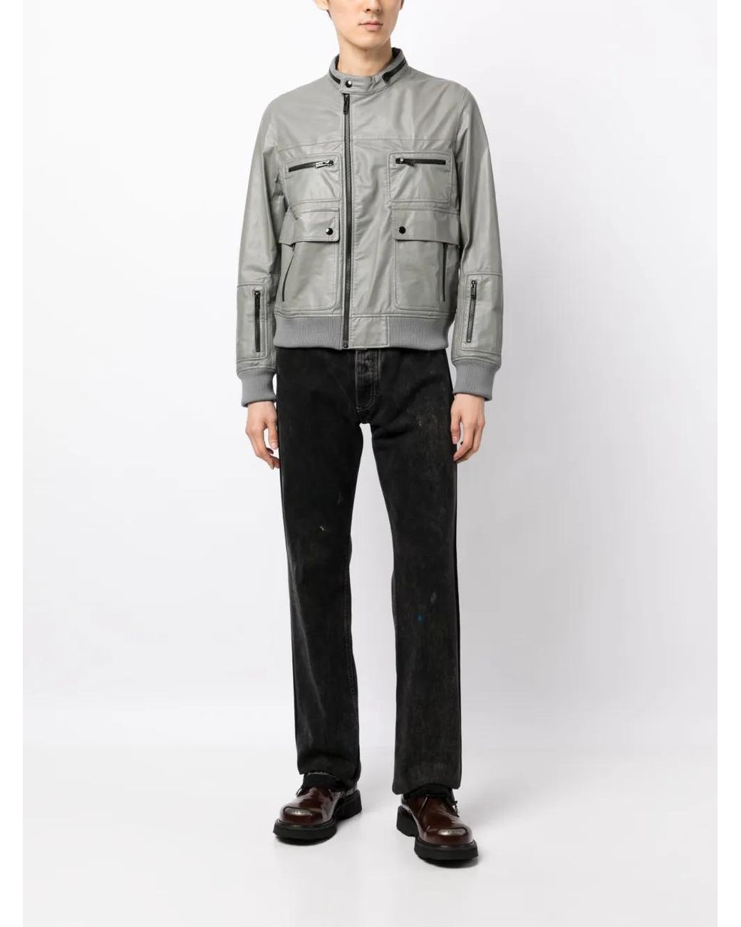 Undercover Gray Zip-Up Biker Jacket for men