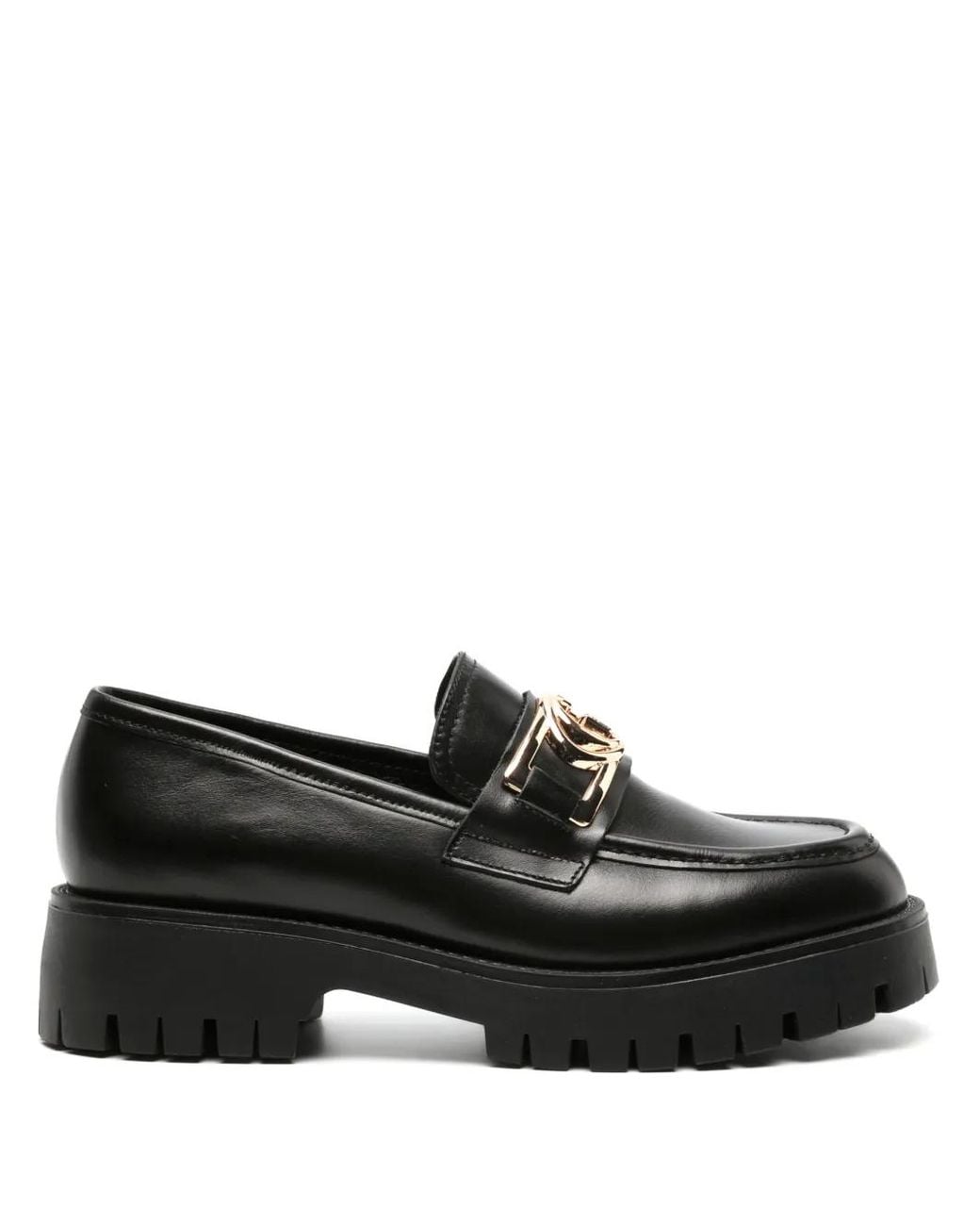 Guess Black Ilary Logo-Plaque Loafers