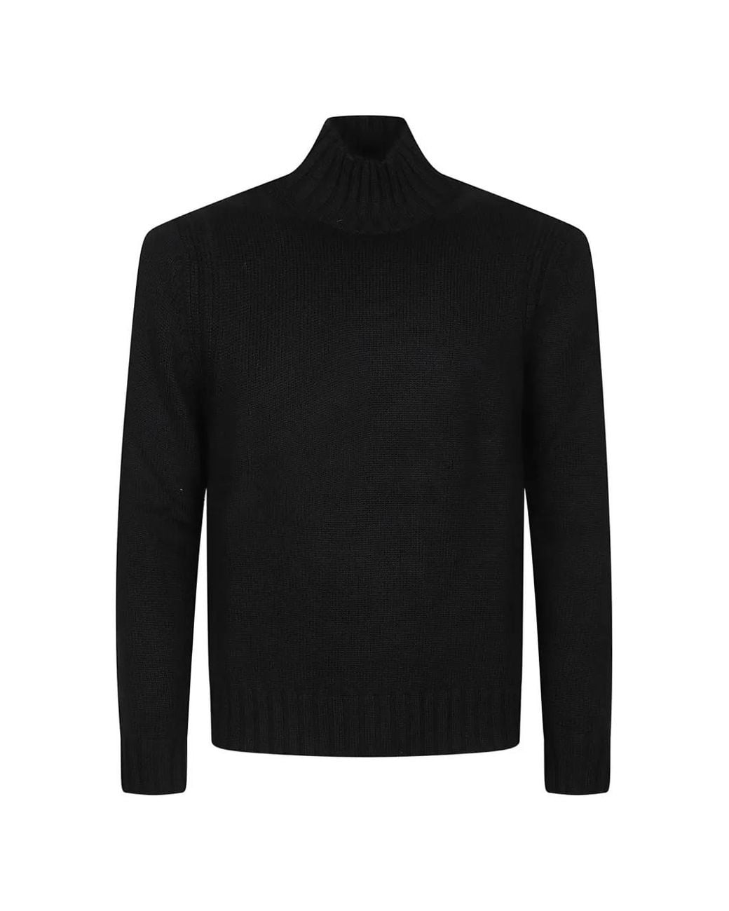 Ballantyne Black High-Neck Ribbed-Trim Sweater for men