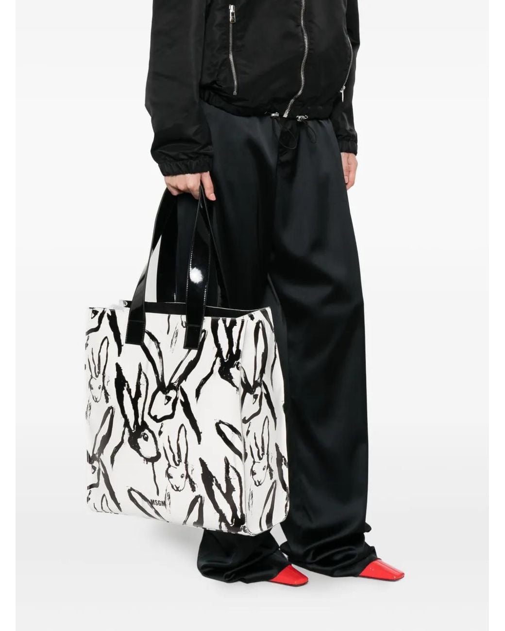 MSGM White Rabbit-Print Tote Bag