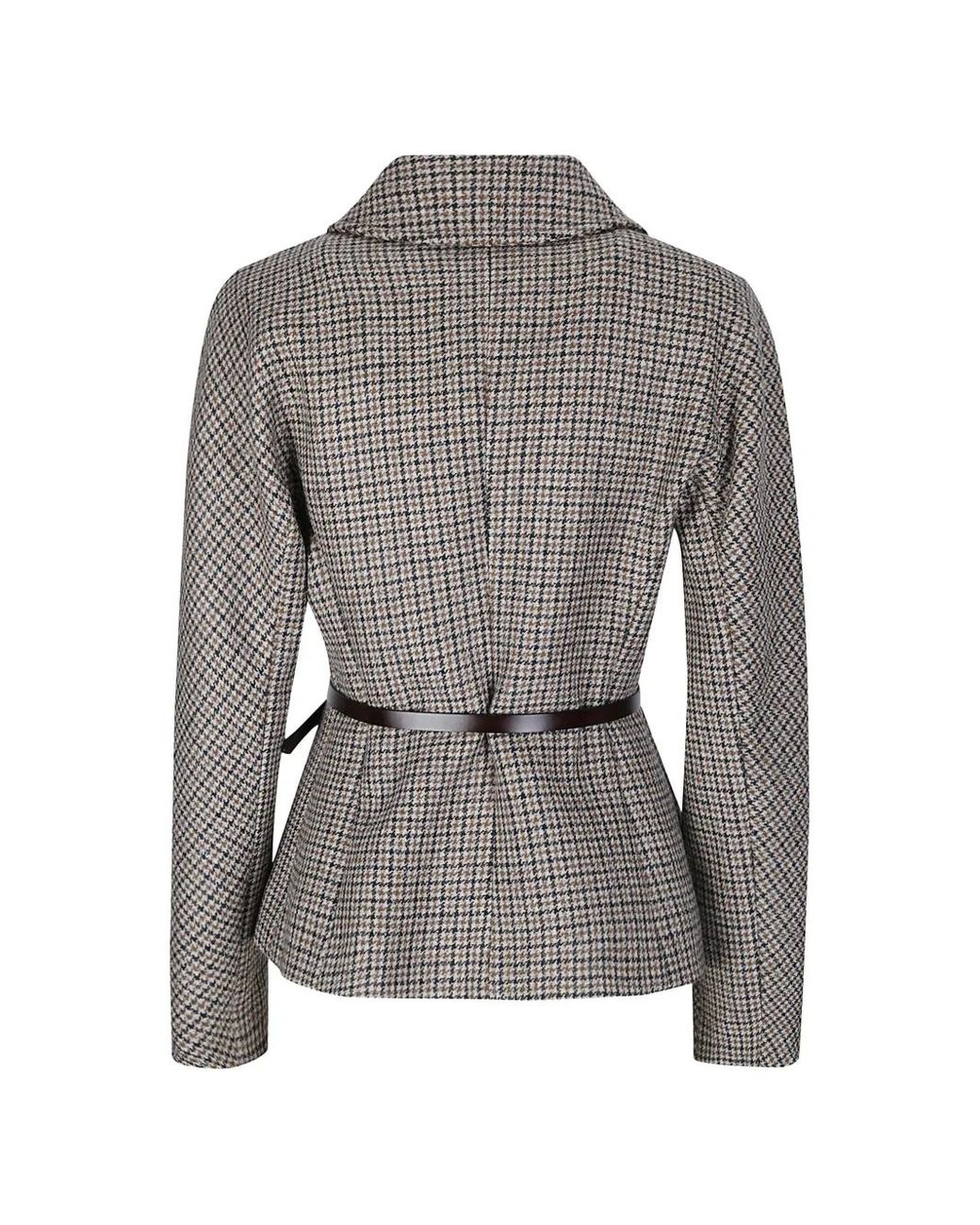P.A.R.O.S.H. Gray Houndstooth Belted Jacket