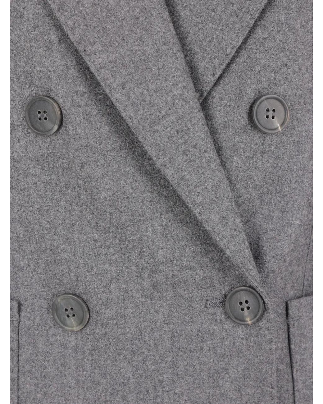 Max Mara Gray Double-Breasted Peaked-Lapel Blazer