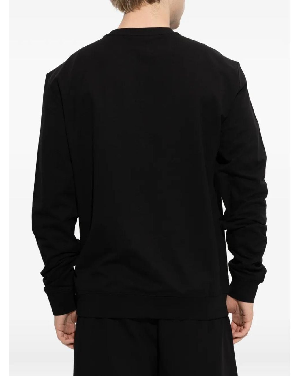EA7 Black Long-Sleeve Logo-Print Sweatshirt for men