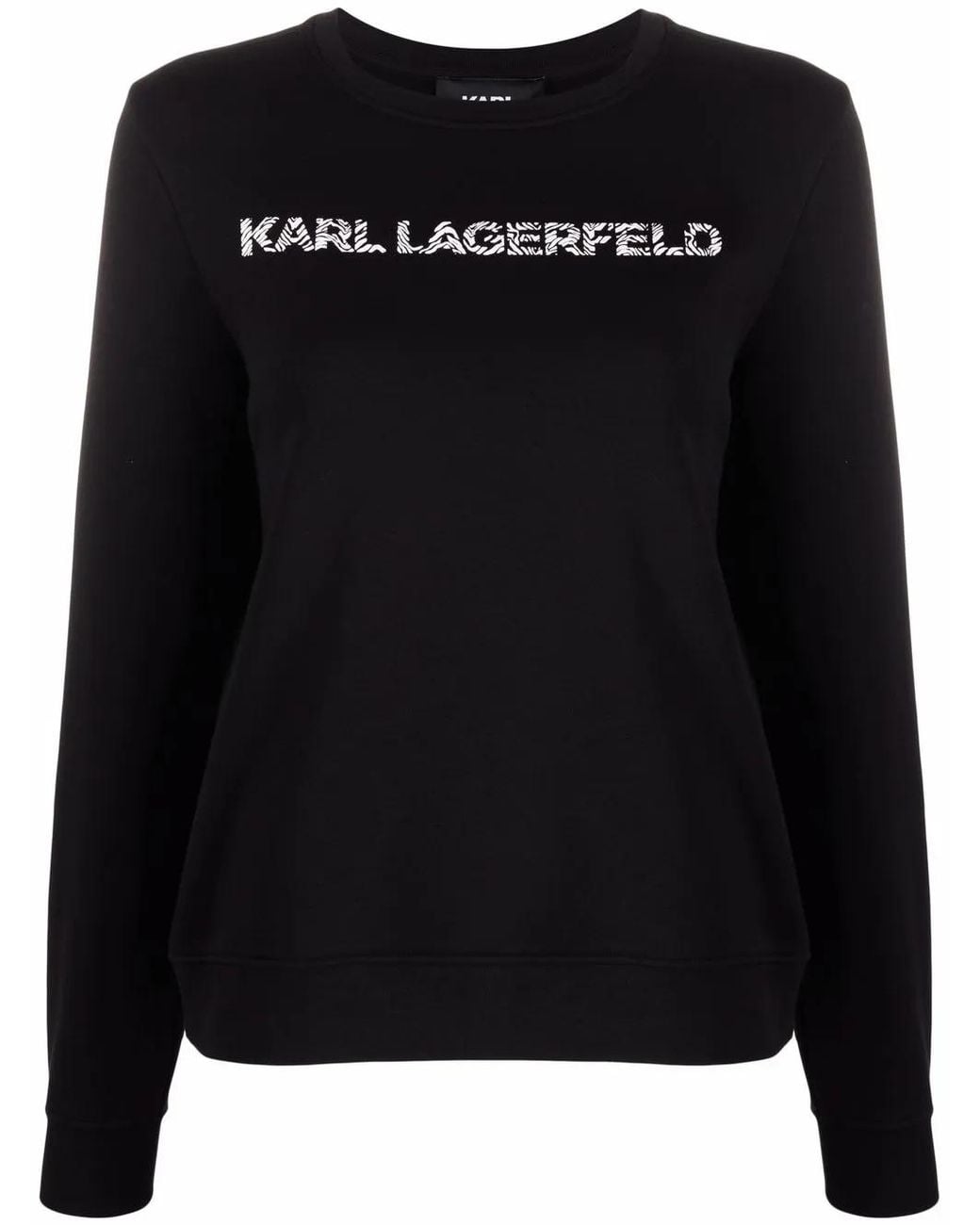Karl Lagerfeld Black Logo-Print Crew Neck Sweatshirt