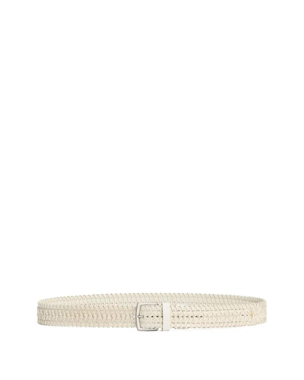 Dolce & Gabbana White Woven Leather Belt for men