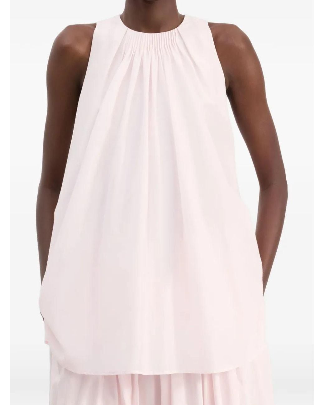 Loulou de Saison Pink Liao Flaring Gathered Blouse