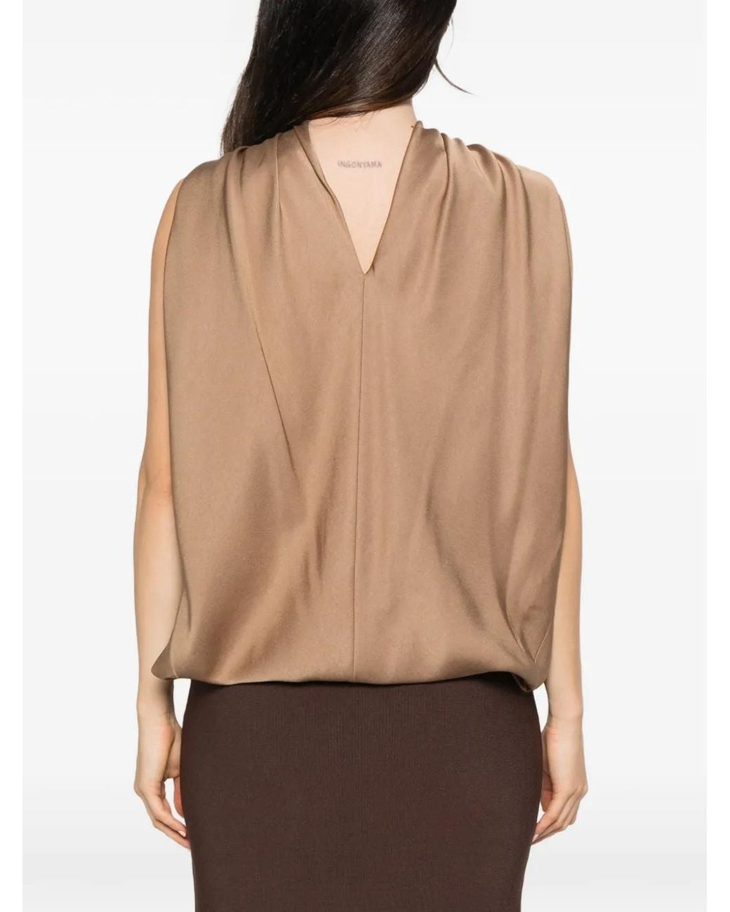 Jonathan Simkhai Brown Draped Halterneck Top