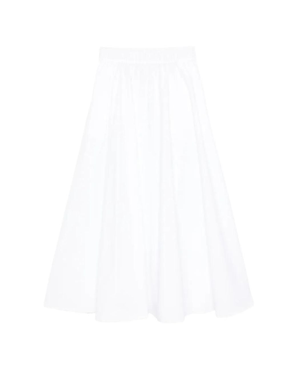P.A.R.O.S.H. White Elastic-Waist Midi Skirt