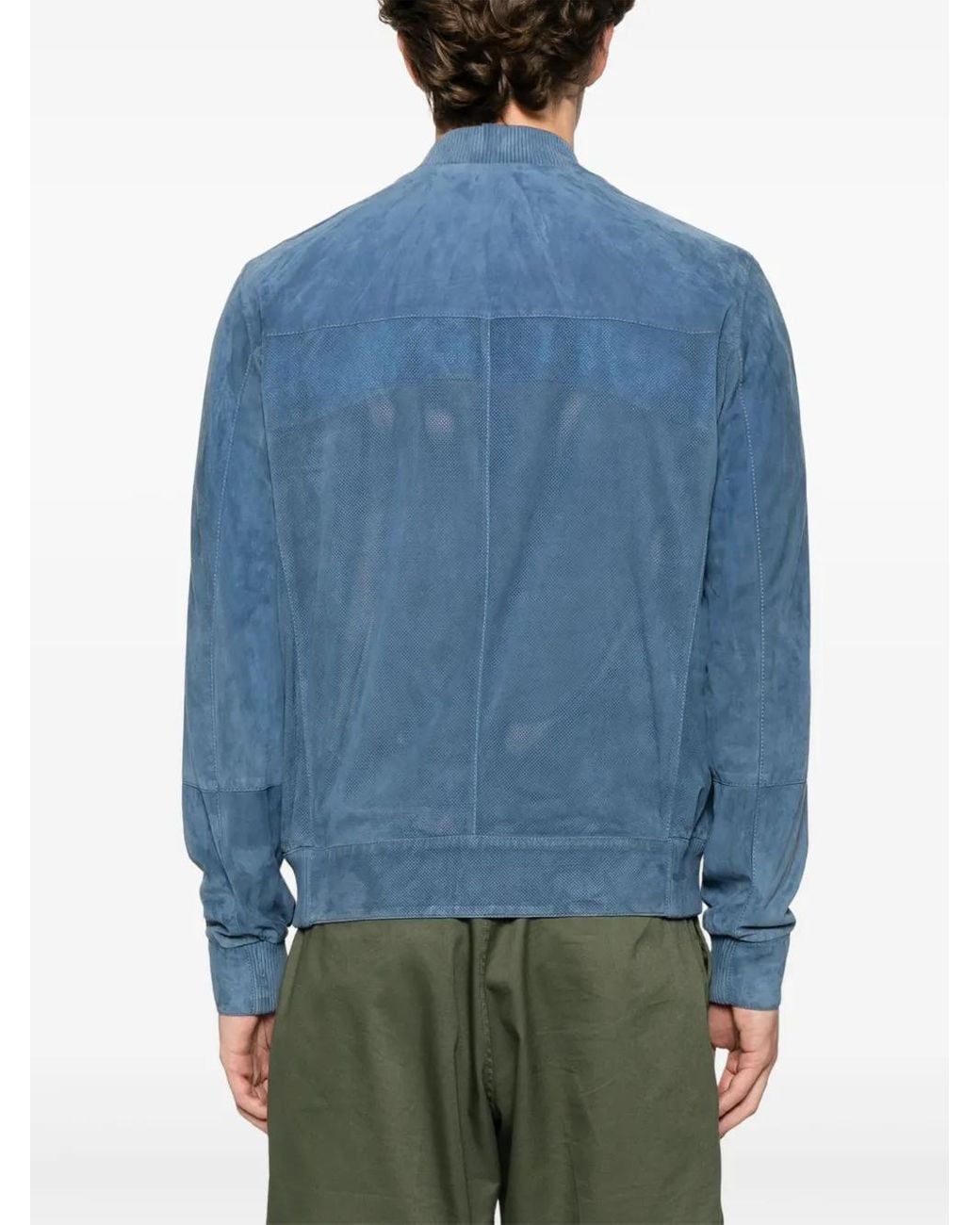 Stefano Ricci Blue Traforat Bomber Jacket for men