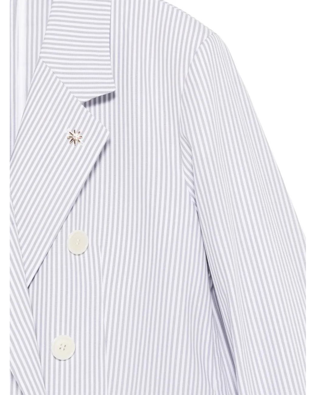 Manuel Ritz White Striped Double-Breasted Jacket