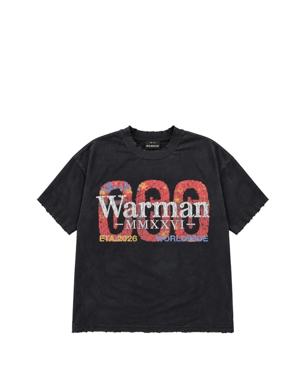 WARMAN Black Distressed Logo-Print T-Shirt for men