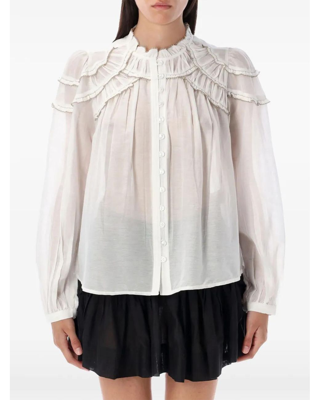 Isabel Marant White Christa Ruffled Blouse