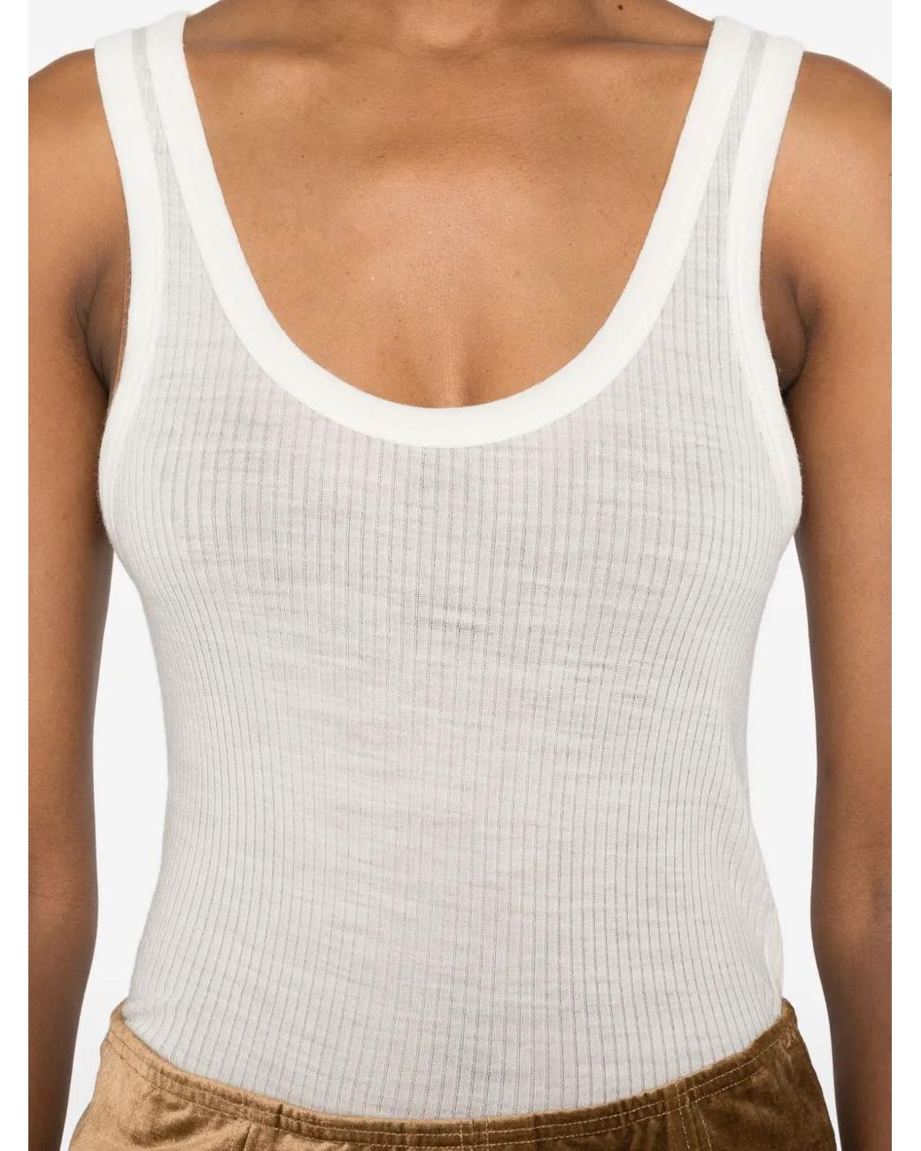 Forte_forte Geribbelde Tanktop in het White