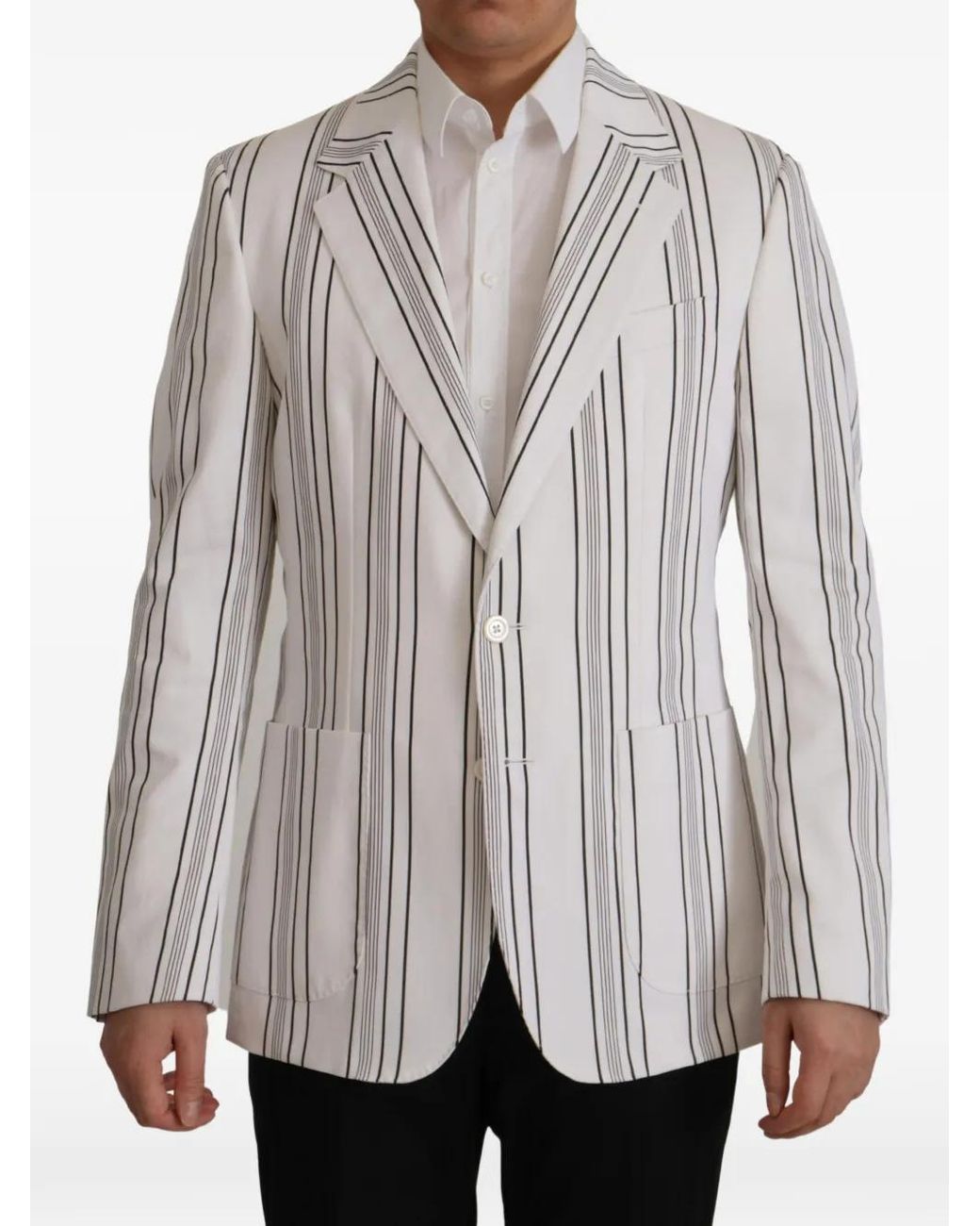 Dolce & Gabbana Gray Pinstripe Single-Breasted Blazer for men