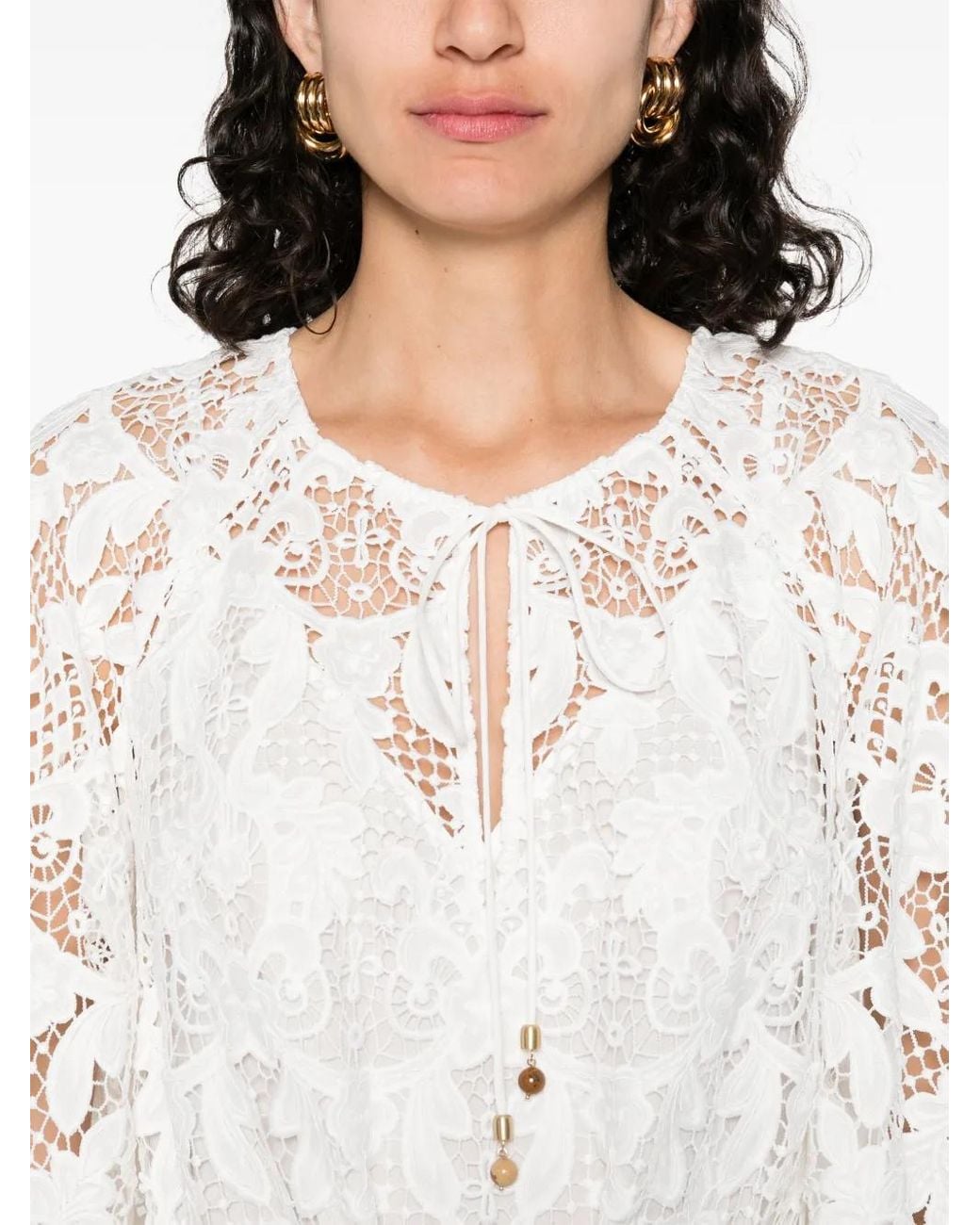 Zimmermann Coco Midi-Jurk Met Kant in het White