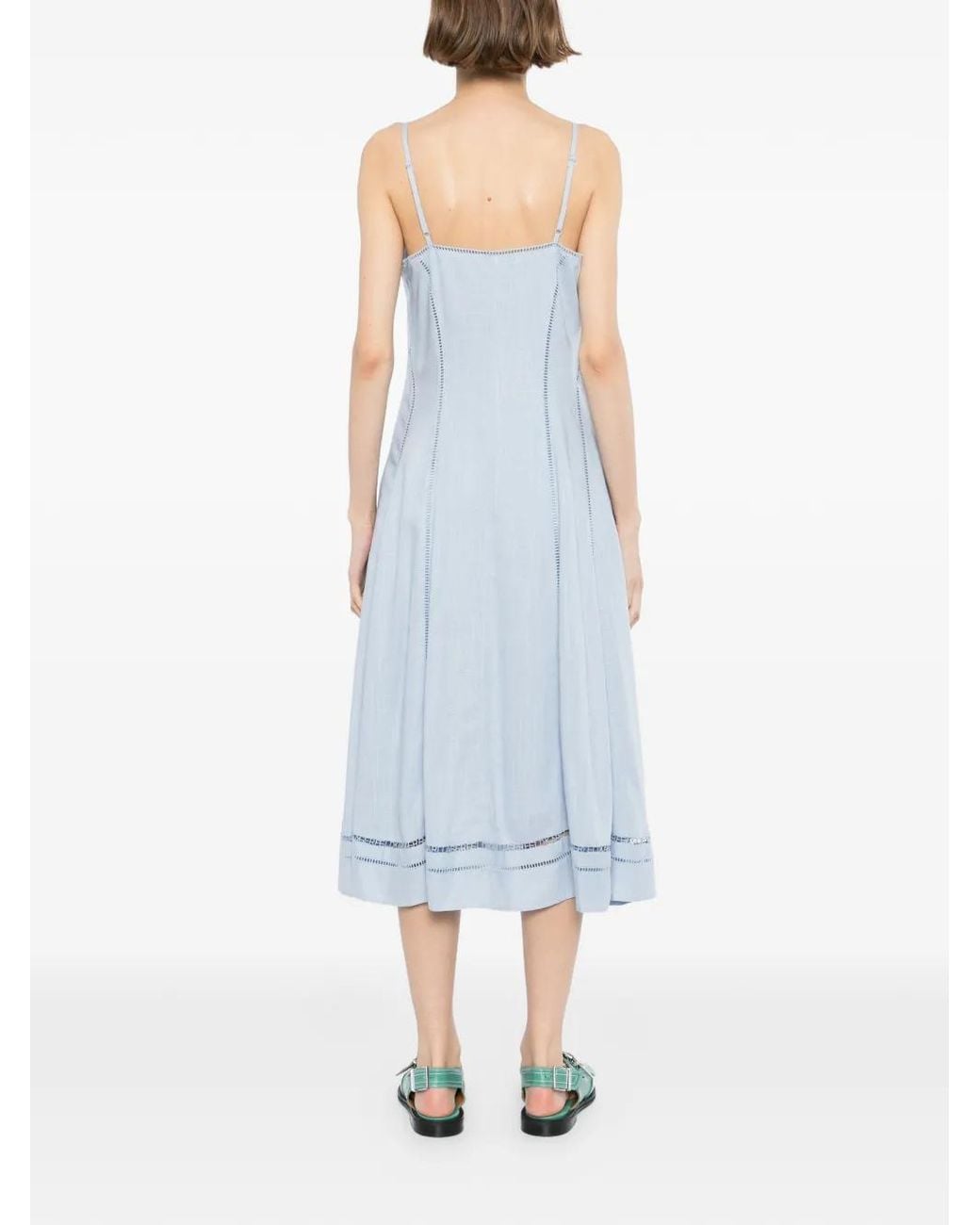 Karl Lagerfeld Blue Cut-Out Embroidery Dress