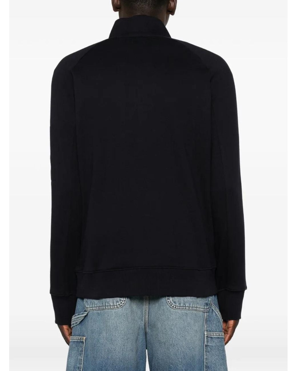 C P Company Black Lens-Detail Quarter-Zip Sweatshirt for men