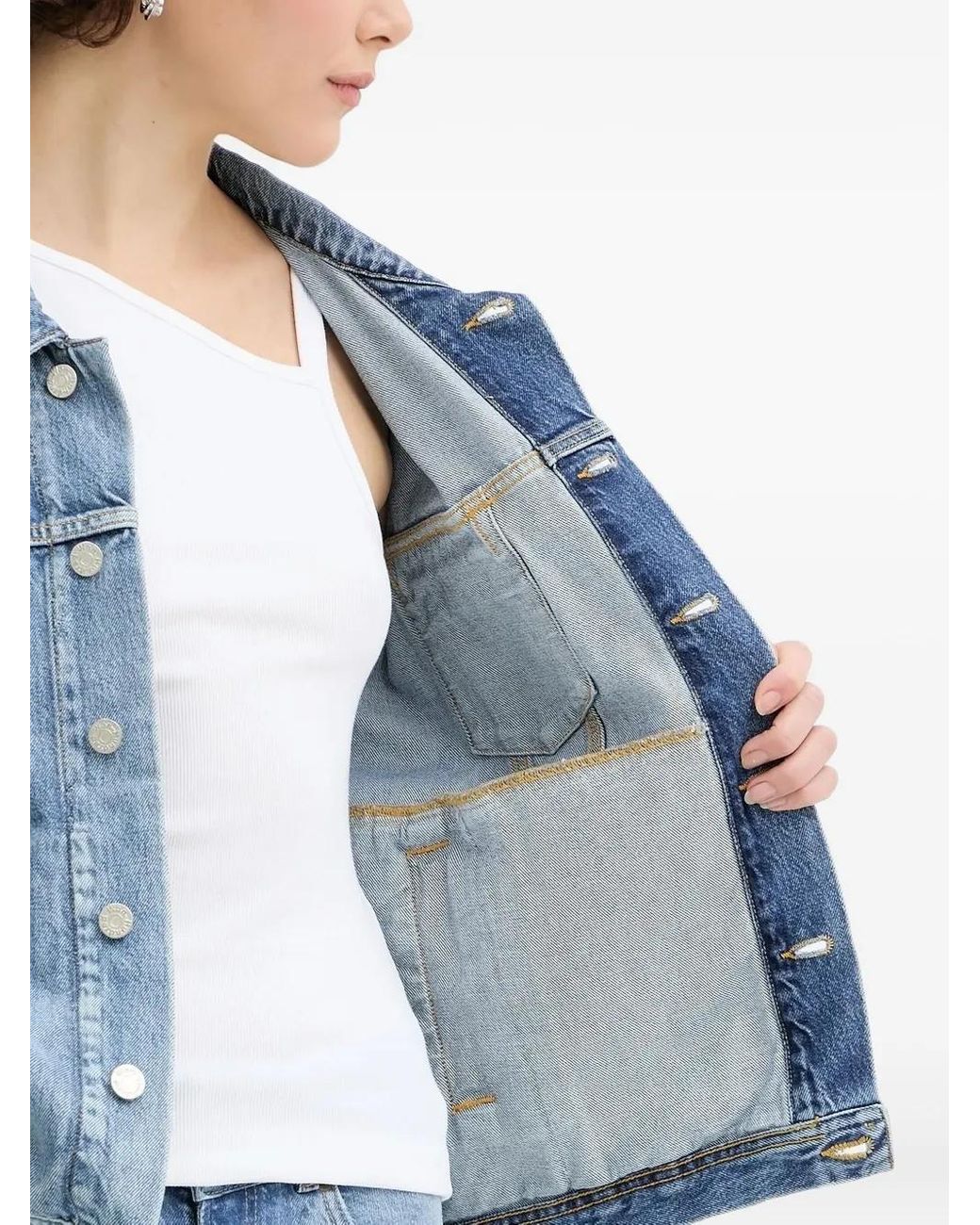Won Hundred Blue Jeansjacke Mit Knopfleiste