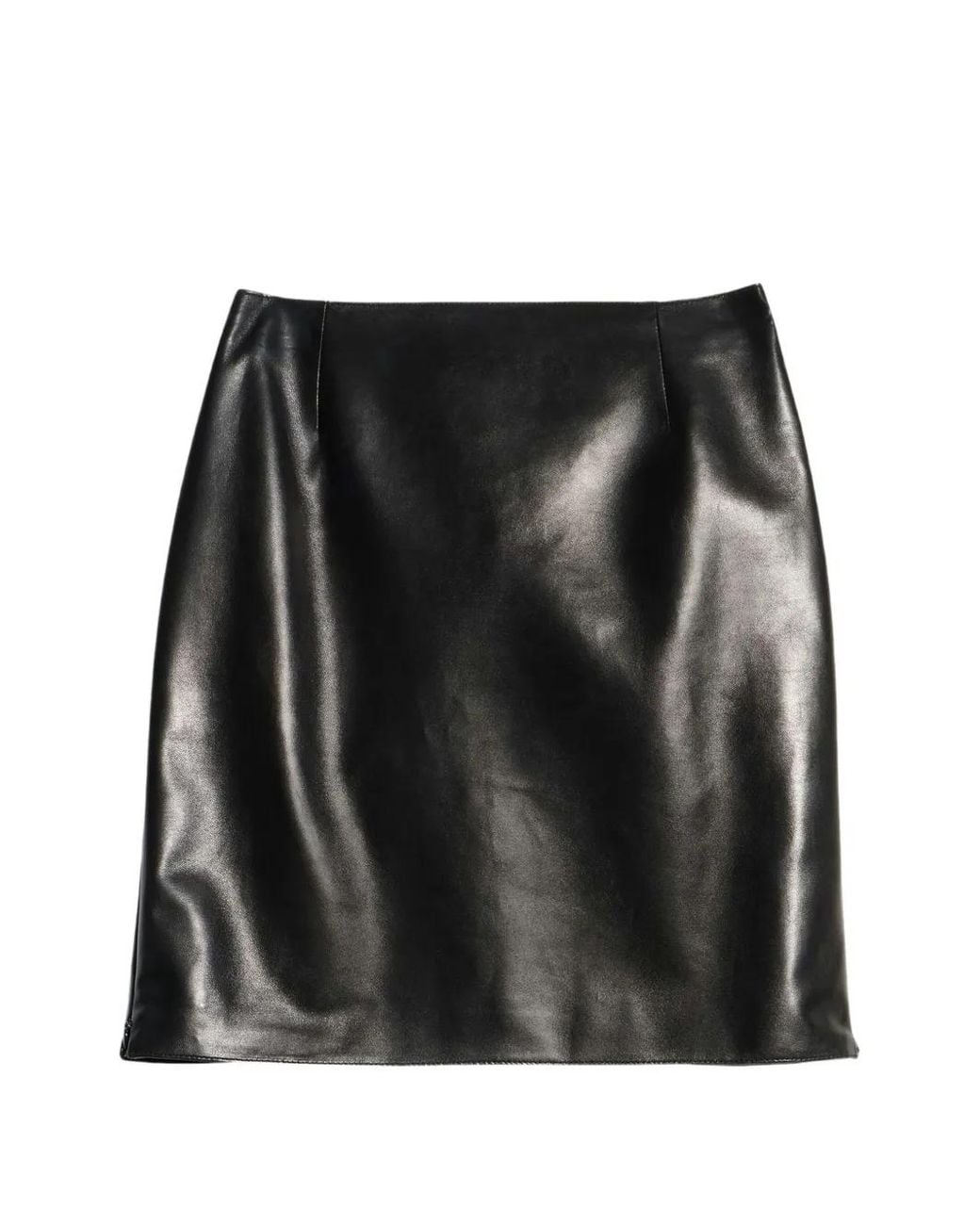 Gucci Black Side-Slit Leather Mini Skirt