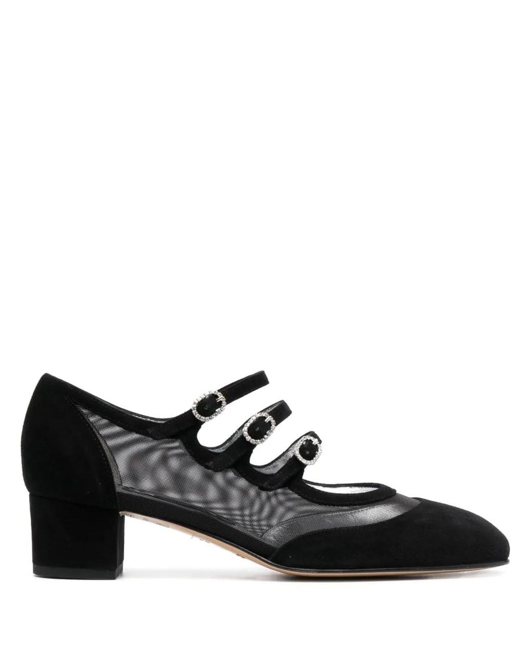 CAREL PARIS Black Mesh-Panelled Suede Pumps