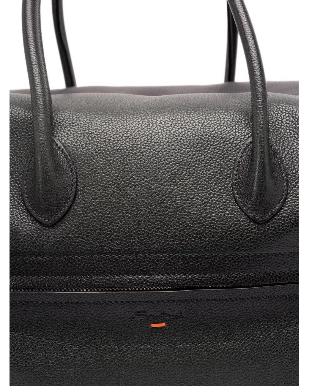 Santoni Black Grained-Leather Holdall for men