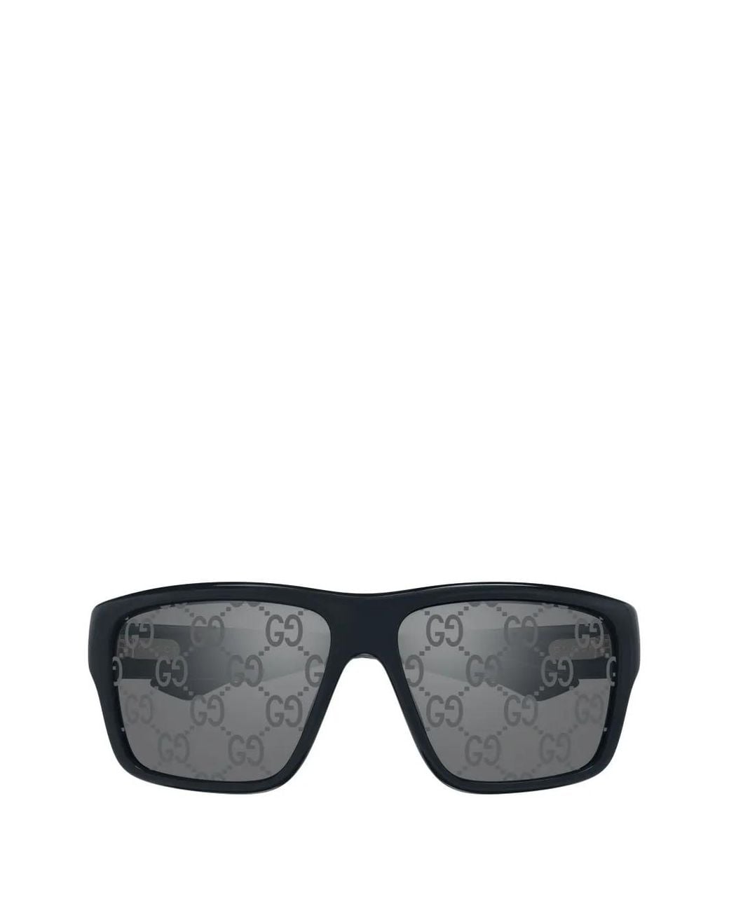 Gucci Black Gg Monogram-Pattern Rectangle-Frame Sunglasses for men