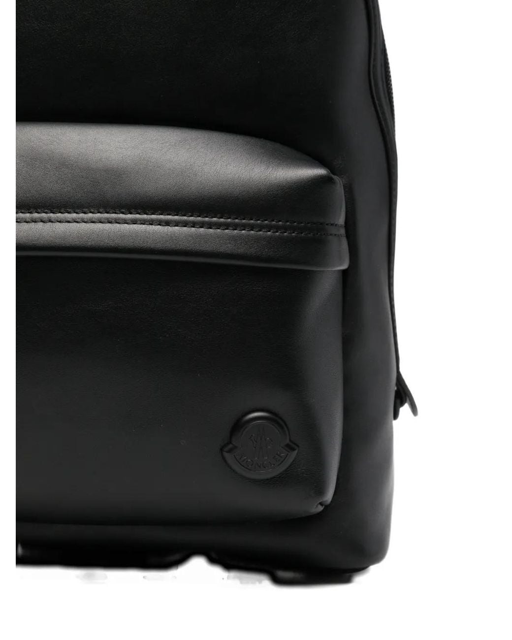 Moncler Black Logo-Patch Leather Backpack