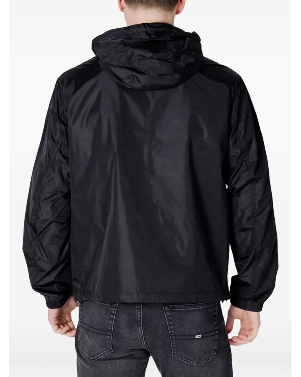 ARMANI EXCHANGE Blue Logo-Patch Hooded Jacket for men