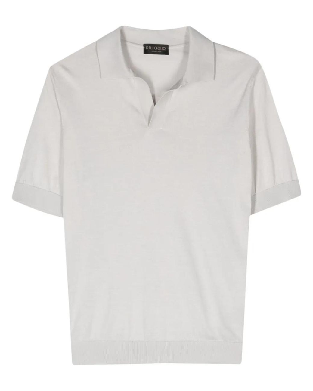 Dell'Oglio White Split-Neck Cotton Polo Shirt for men