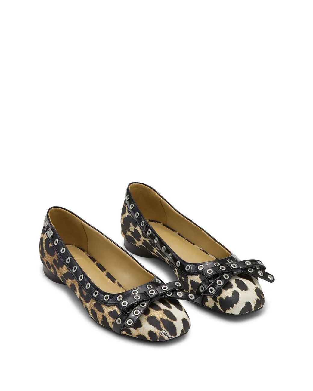 Ganni Brown Leopard Print Ballets Sandal