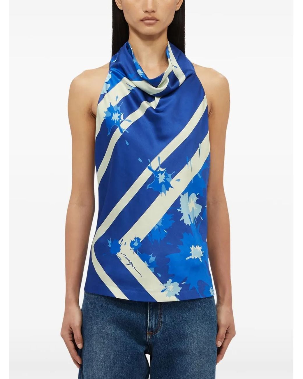 MSGM Blue Printed Top