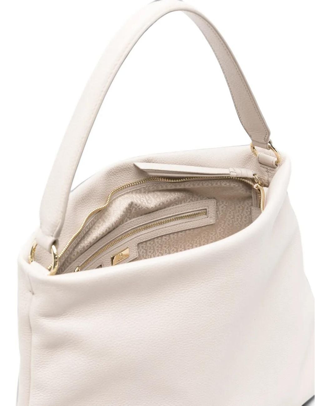 Aigner Natural Paola Grained Leather Shoulder Bag