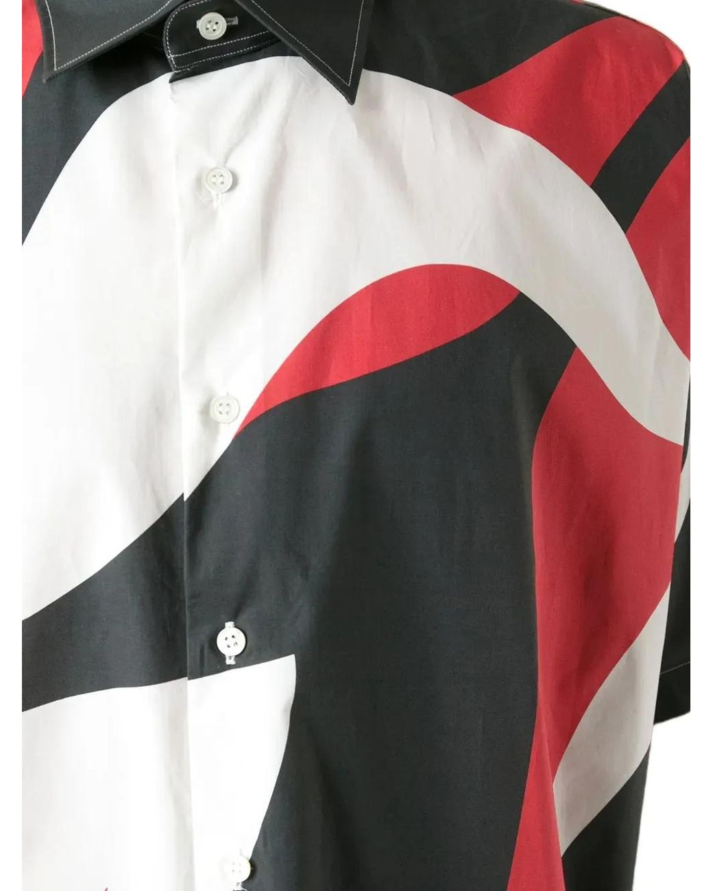 McQueen Red Abstract-Print Short-Sleeve Shirt for men