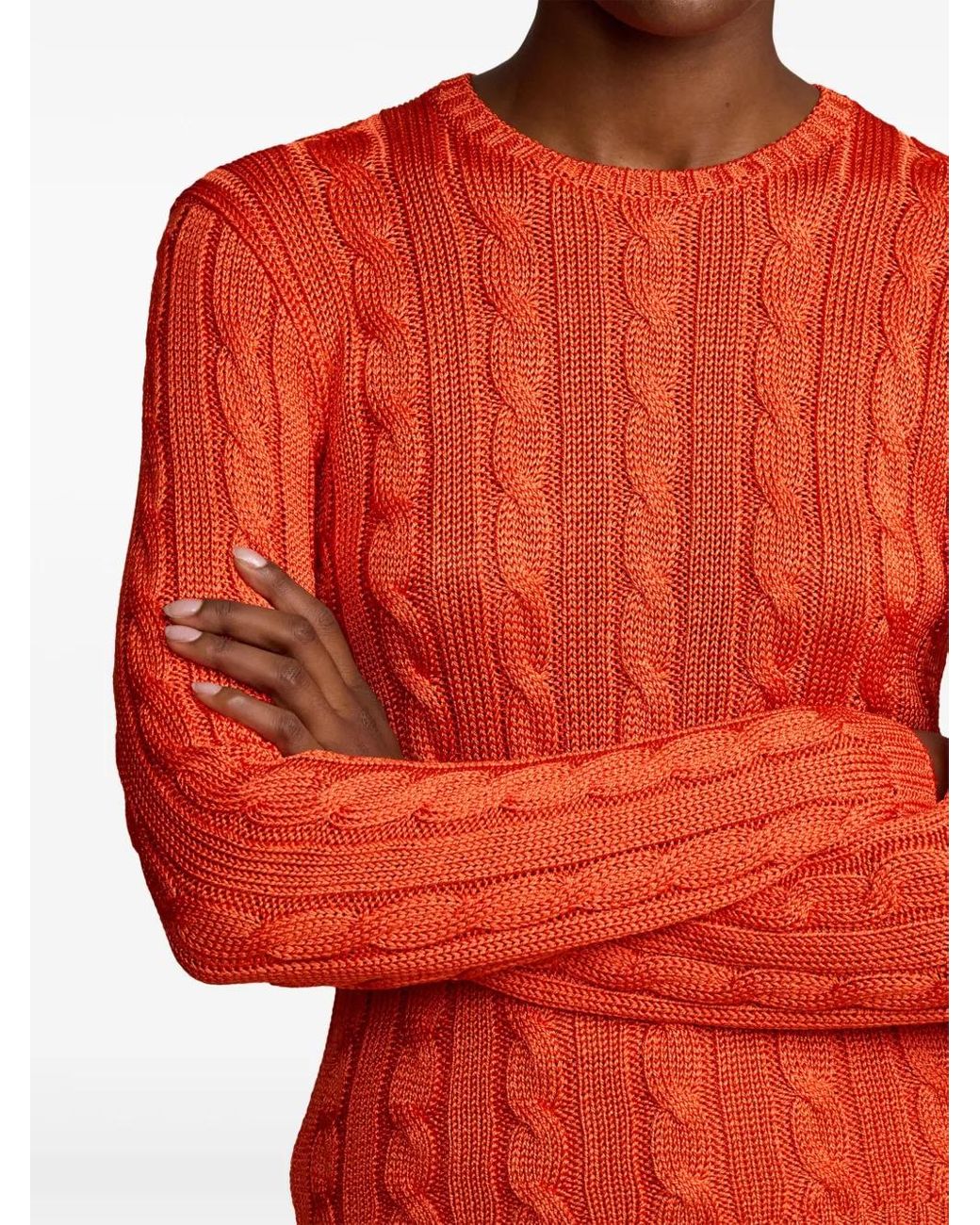 Ralph Lauren Red Pull En Maille Aran