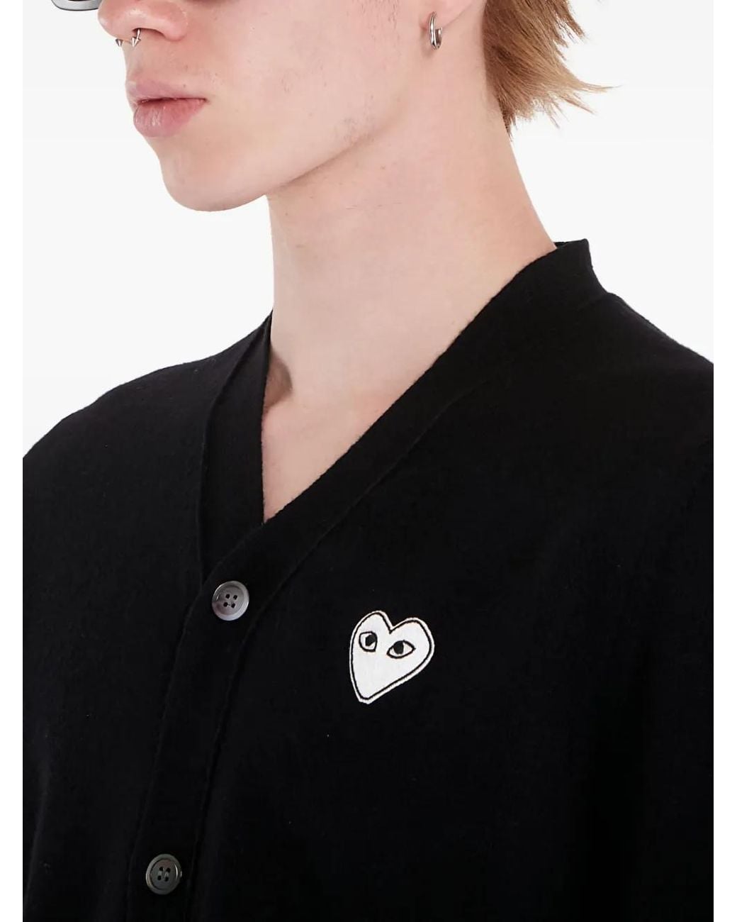 COMME DES GARÇONS PLAY Black Heart-Patch Wool Cardigan