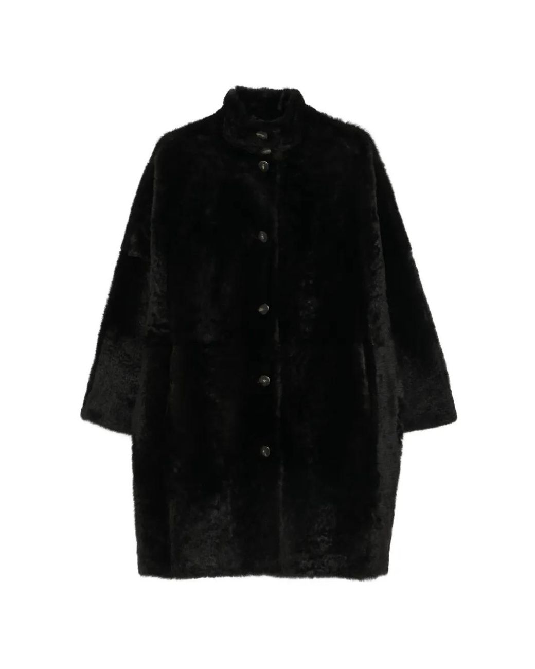 Yves Salomon Black Veste En Peau Lainée À Design Réversible