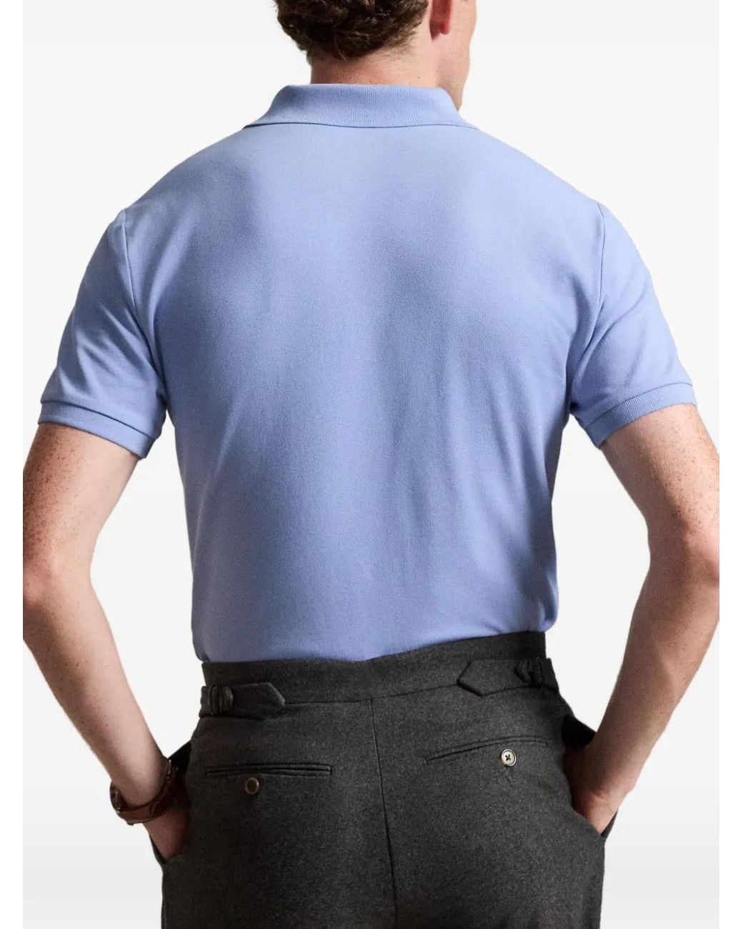Polo Ralph Lauren Blue Custom Slim Fit Mesh Polo Shirt for men