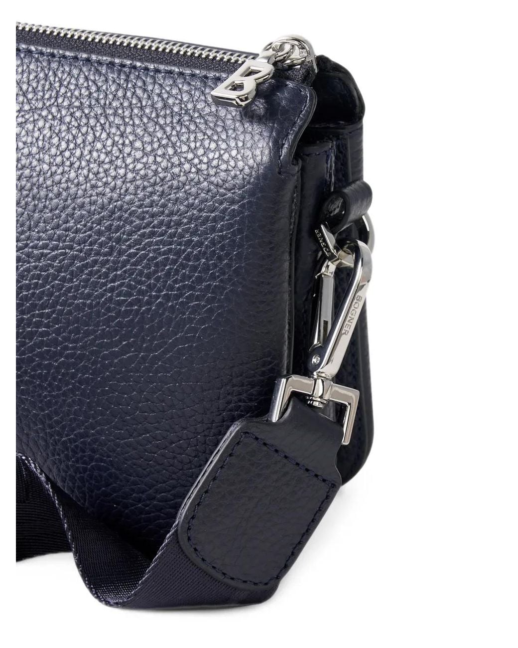 Bogner Blue Wallis Taja Grained Leather Shoulder Bag